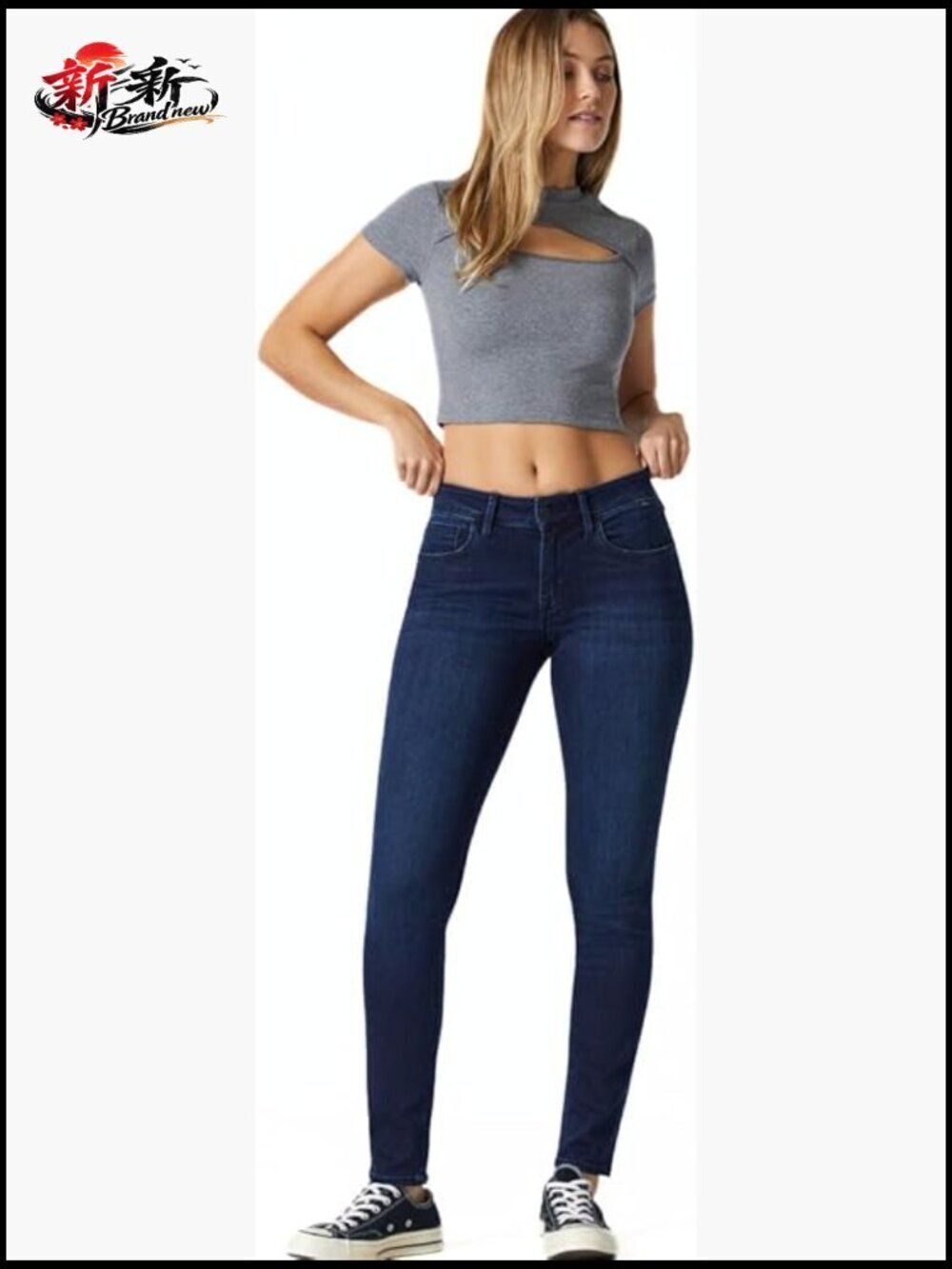 Mid-Rise Skinny Jeans - Stretch Denim - Casual 5 Pocket